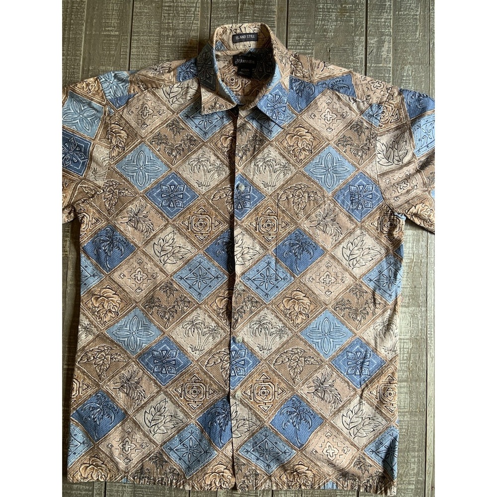 St John's Bay Island‎ Style Tropical Short Sleeve Button Up Shirt Men's Medium